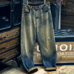 Men's Pants Vintage Jeans Washed Loose Wide-leg Denim Pant Spring Gradient Straight-leg Cowboy Trousers Street Youth Casual Pantaloons