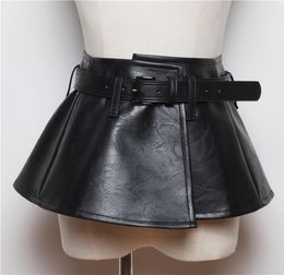 2020 New Wide Belt Women Corset Belts Pu Leather Ruffle Skirt Peplum Waistband Cummerbunds Female Dress Strap Girdle6398680