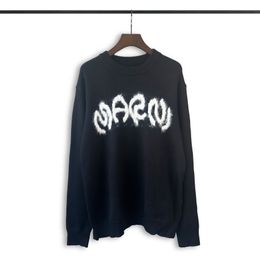 Herrtröja tröja brev jacquard lös långärmad tröja jumper casual crew nacke lösning hösten två stilar bakbrev 2227