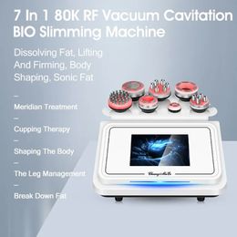 Newest Vacuum Cavitation With Rf Machine 80K Lipo Pads 7 In1 With Training Rf Vacuum Cavitation Machine For Face Body