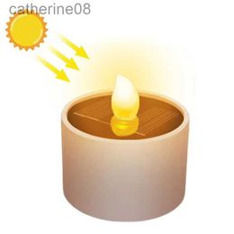 Candles Solar Power Flameless LED Tea Light Plastic Candle Light Power LED Flameless Electronic Tea Lights Lamp For Outdoor Garden Decor d240429