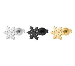 10piarslot Well Defined Tiny Snowflake Earrings Stainless Steel Earring Simple Black Gold Hiphop Ear Studs Women Girls Men Kids J4233019