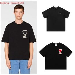 Tasarımcı Paris Polo Erkek Kadınları Seviyor T-Shirt Moda Nakış Çift Kısa Kollu Yüksek Sokak Gevşek Yuvarlak Boyun Tee Kırmızı Kalp Üstleri