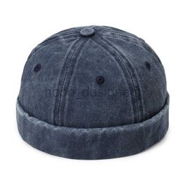 Beanie/Skull Caps Street Portable Docker Hats Summer Hip Hop Hats HatsMen Cotton Brimless Skullies Cap Beanie Hat Portable Vintage Dad Hat d240429