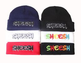 Fashion Sheesh Letter Beanies 3D Embroidery Warm Soft Knitted Hat Hiphop Bonnet Cap for four seasons Unisex3020415