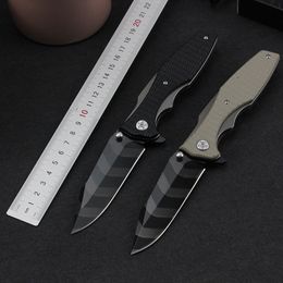 High Quality 0393 Flipper Folding Knife 9Cr13Mov Satin Blade G10 + Steel Handle Ball Bearing Fast Open Folding Knives EDC Gear