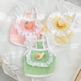 Dog Apparel Avocado Green Pet Vest Summer Puppy Suspender Clothes Cute Lace Costume Teddy Pink Strawberry Pullover XS-XL