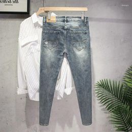 Men's Jeans Streetwear 2024 Casual Spring Autumn Slim Denim Cowboy Pencil Pants Designer Ripped Holes For Men Skinny Man