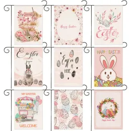 Decorations 4k Happy Easter Lovely Bunny Pink Series Garden Flag Garden Yard Holiday Decoration Banner 30*45CM