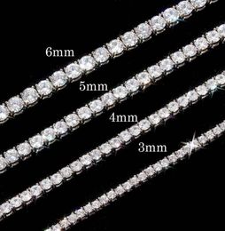 3456mm Wide Mens Womens Shining Tennis Chain Necklace White Round Cubic Zircons Simulated Diamond Jewelry7832881