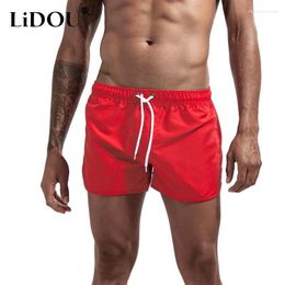 Men's Shorts 2024 Summer Fashion Solid Colour Elastic Waist Drawstring Man Casual Youth Sand Surf Bodybuilding Y2K Clothing