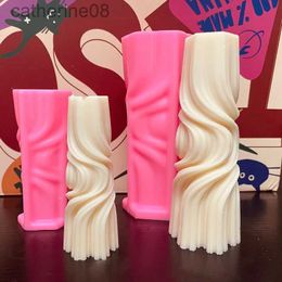 Candles Geometric Roman Pillar Swirl Candle Silone Mould Wave Twirl Spiral Candles Mould DIY Resin Soap Crafts Home Decor d240429