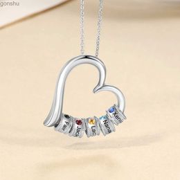 Pendant Necklaces Personalized name and birthstone metal heart-shaped pendant necklace PVD board with CZ stone charm used for Mothers Day jewelry giftsWX