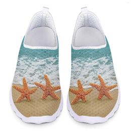 Casual Shoes Cute Beach Starfish Print Loafers Women Sneakers Mesh Lightweight Summer Spring Slip On Woman Flats 2024