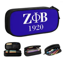 Kawaii Zeta Phi Beta Sorority Logo Pencil Cases For Girls Boys Custom Greek Letter 1920 Large Capacity Pen Bag Box Stationery