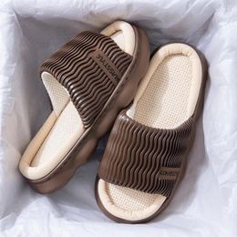 Slippers Home Linen For Women Summer Indoor Open Toe Men Couple Flip Flops Bedroom Breathable Mute Slides