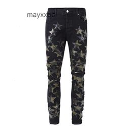 Piccolo jeans viola amiiris designer piedi jeans maschile alto abbigliamento di strada nuova star star logo