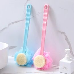 new New Double Side Rubbing Back Bath Brush Soft Hair Long Handle Hanging Type Flower Ballfor Long Handle Shower Brush