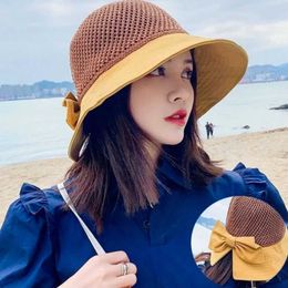 Wide Brim Hats Bucket Hats Summer Womens Bucket Hat UV Protection Sun Hat Soft Foldable Wide Brown Outdoor Beach Hat Panama C J240505