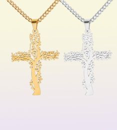 Pendant Necklaces Fashion Stainless Steel Chain Necklace Jesus Cross Tree Of Life For Men Collar Hombre N04758258753042120