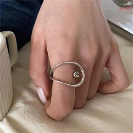 Cluster Rings Ladies Ring Korea Fashion Silver Plated Personality Jewellery Creative Hollow Rhinestone Open Party