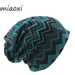 Beanie/Skull Caps Hot Sell 8 Colours Vintage Striped Women Warm Beanie Top Fashion Lay Casual Winter Hat Hip-Hop Cap Gorro Girl Touca Sale d240429