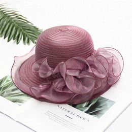 Wide Brim Hats Bucket Hats Feitong Womens Summer Wedding Official Organic Wide Brim Hat Church Kentucky Derby Charming Bride Tea Party Hat Y240426