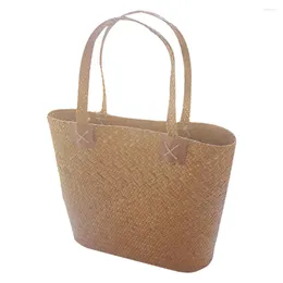 Vases Storage Baskets Flower Outdoor Woven Seaweed Grocery Tote Bag Straw Handbag Miss Picnic Desktop