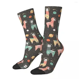 Men's Socks Llamas In Space Harajuku Super Soft Stockings All Season Long Accessories For Unisex Gifts