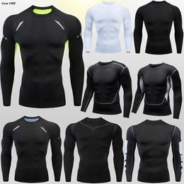 Gym Fitness T shirt Mens Short Sleeve Summer Boxing Jersey Legging Men Rashguard Compression Pants Quick Dry Tight T-shirts Men 240428