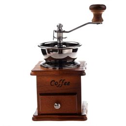 Manual coffee grinder Wood metal hand mill Spice wood Colour 240425