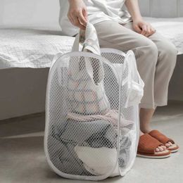 Storage Baskets Folding Dirty Laundry Sorting Basket Washing Frame Bathroom Cloth Mesh Storage Bag Frame Bucket Laundry Organisers Storage Pouch