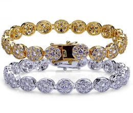 Hip Hop Rapper Full Diamond Iced Out Tennis Bracelets 18K Gold and White Gold CZ Zirconia Wrist Chains Jewelry Mothers Gifts for M5302341