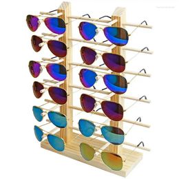 Jewellery Pouches Multi Layers Wood Sunglass Display Rack Shelf Eyeglasses Show Stand Holder For Pairs Glasses Showcase Drop