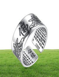 Cluster Rings 925 Sterling Silver Jewellery Vintage Amulet Buddha Lotus Baltic Buddhist Scriptures Opening For Men Women SR907887067