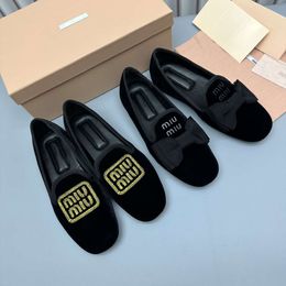 Early Spring New Product: One Step Lazy Bow Letter Lefu Soft Sole Velvet Cloth Comfortable and Versatile Single Shoes for Women