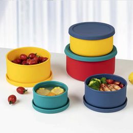 Bento Boxes Silicone Lunch Box Vegetables Fruit Salad Fresh-Keeping Bowl with Lid Seal Leak Proof Camping Picnic Food Storage Box Bento