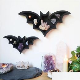 Storage Bottles & Jars Racks Halloween Bat Shape Coffin Shelf Box Spooky Festive Decor Kitchen Living Room Wall Gothic Ornament Drop D Dhazd