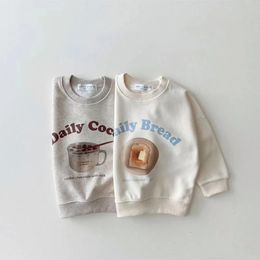 Infant Autumn Loose Cartoon Sweatshirts Baby Girls Fashion Bread Long Sleeves Tops Toddler Boys All-match Cotton Tees 240423
