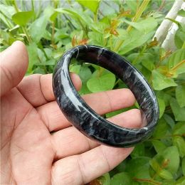 Natural Black Bracelet Hand Carved Wide Jade Bracelet Fashion Boutique Jewellery Men's and Women's