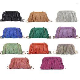 Duffel Bags Wedding Clutch Cocktail Shoulder Bag Evening Pleated Chain Party Banquet Lady Purse Crossbody