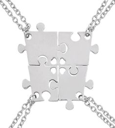 Pendant Necklaces 4 Piece Set Of Good Friends Series Hollow Love Puzzle Geometric Necklace Unisex Friendship BFF Jewellery Selection4830514