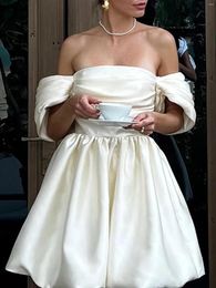 Party Dresses Elegant Solid Color Mini Skirt Suit For Women Off Shoulder High Waist Short Dress 2024 Female Banquet Clothing In Formal
