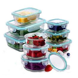 Bento Boxes High borosilicate glass lunch box microwave insulated bowl sealed food storage Q240427