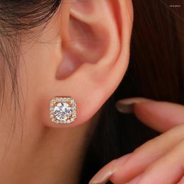 Stud Earrings Round Zirconia For Women Elegant Fashion Gold/Silvery Color Zircon CZ Jewelry Wedding Gifts