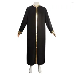 Men's Trench Coats Church Rabbi Black Robe Gold Striped Priest's Suit Polyester No Silk Belt Judaica Coat Clothing For Religious Clergy