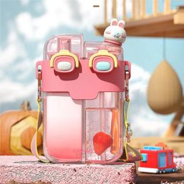 Water Bottles Children's Cup Summer Large-capacity Female Cute Celebrity Double Drinking Straw Student Kettle Big Belly