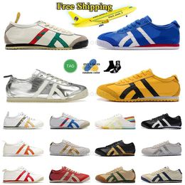 free shipping shoe tiger mexico 66 Tigers Running Shoes for mens womens MEXICO 66 yellow sliver luxury Latex Combination Insole Parchment Midsole classic trainers