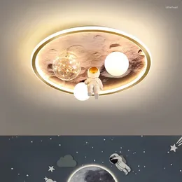 Ceiling Lights European Modern Children's Moon Lustre Led Astronaut Bedroom Chandeliers Decoration Lamps For Room Home-appliance