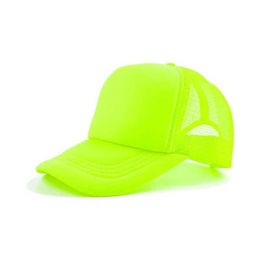 Ball Caps Plain neon truck cap with 5 panels summer baseball adjustable mesh back buckle Q240429
